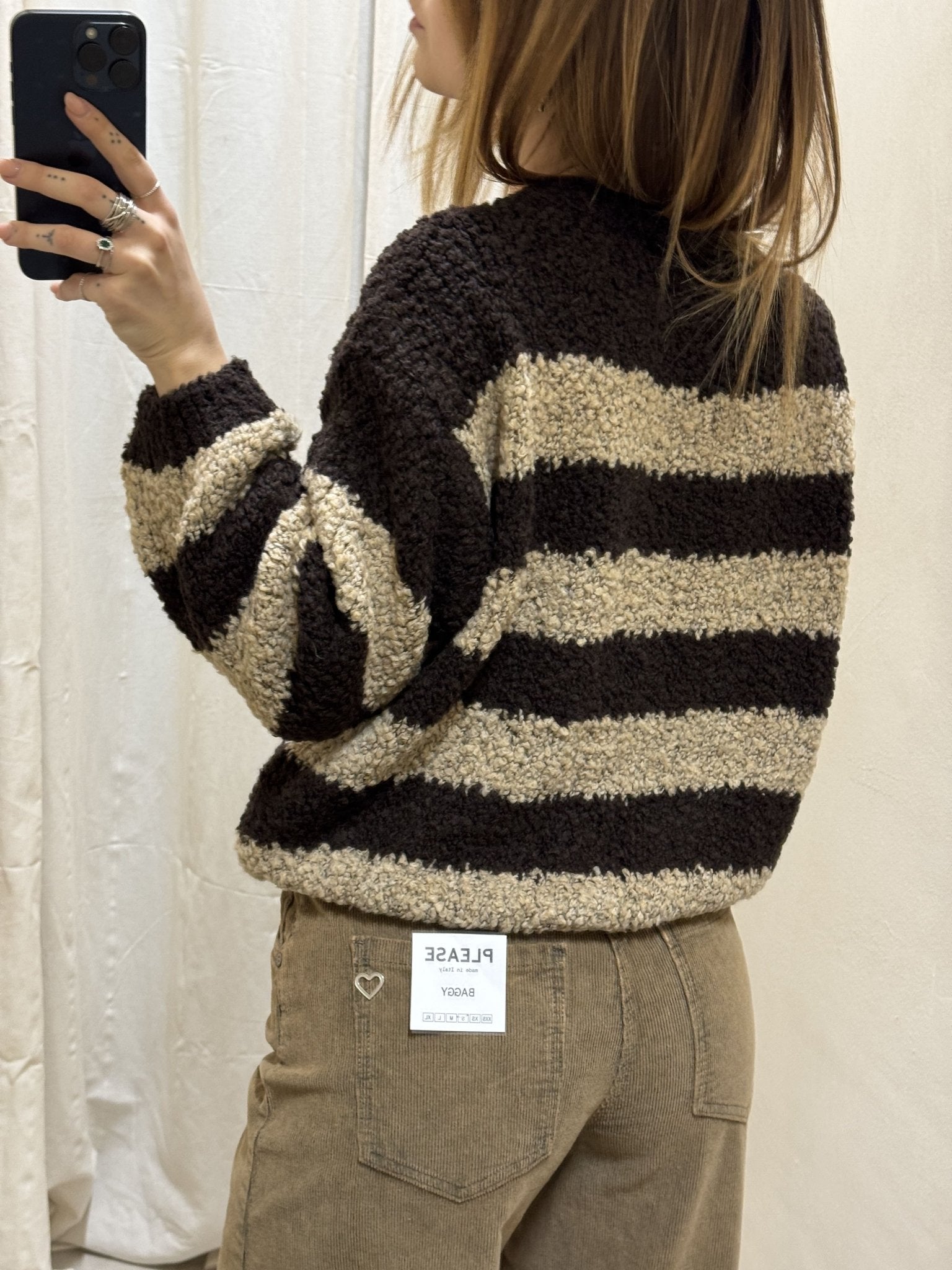 Maglione girocollo rigato bouclè MyD - GiuGiò | Shop online