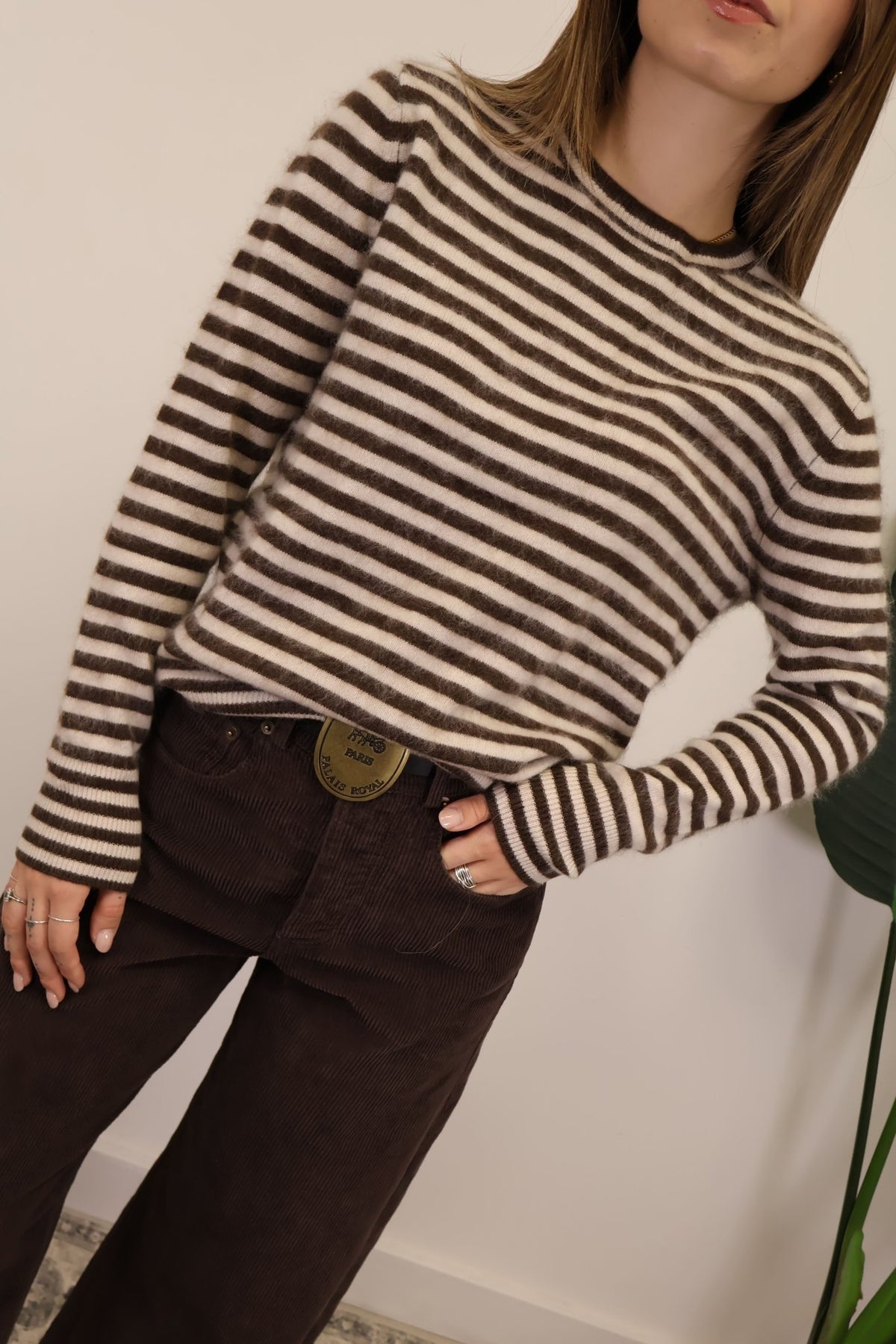 Maglione girocollo righe marrone Tensione In - GiuGiò | Shop online
