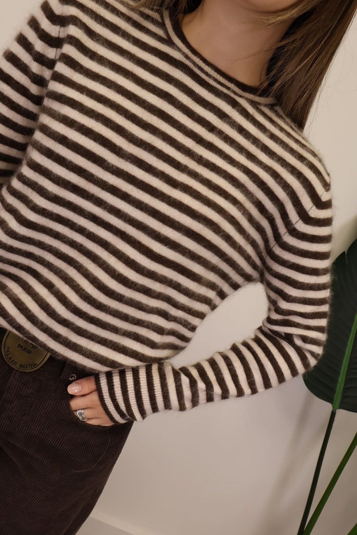 Maglione girocollo righe marrone Tensione In - GiuGiò | Shop online