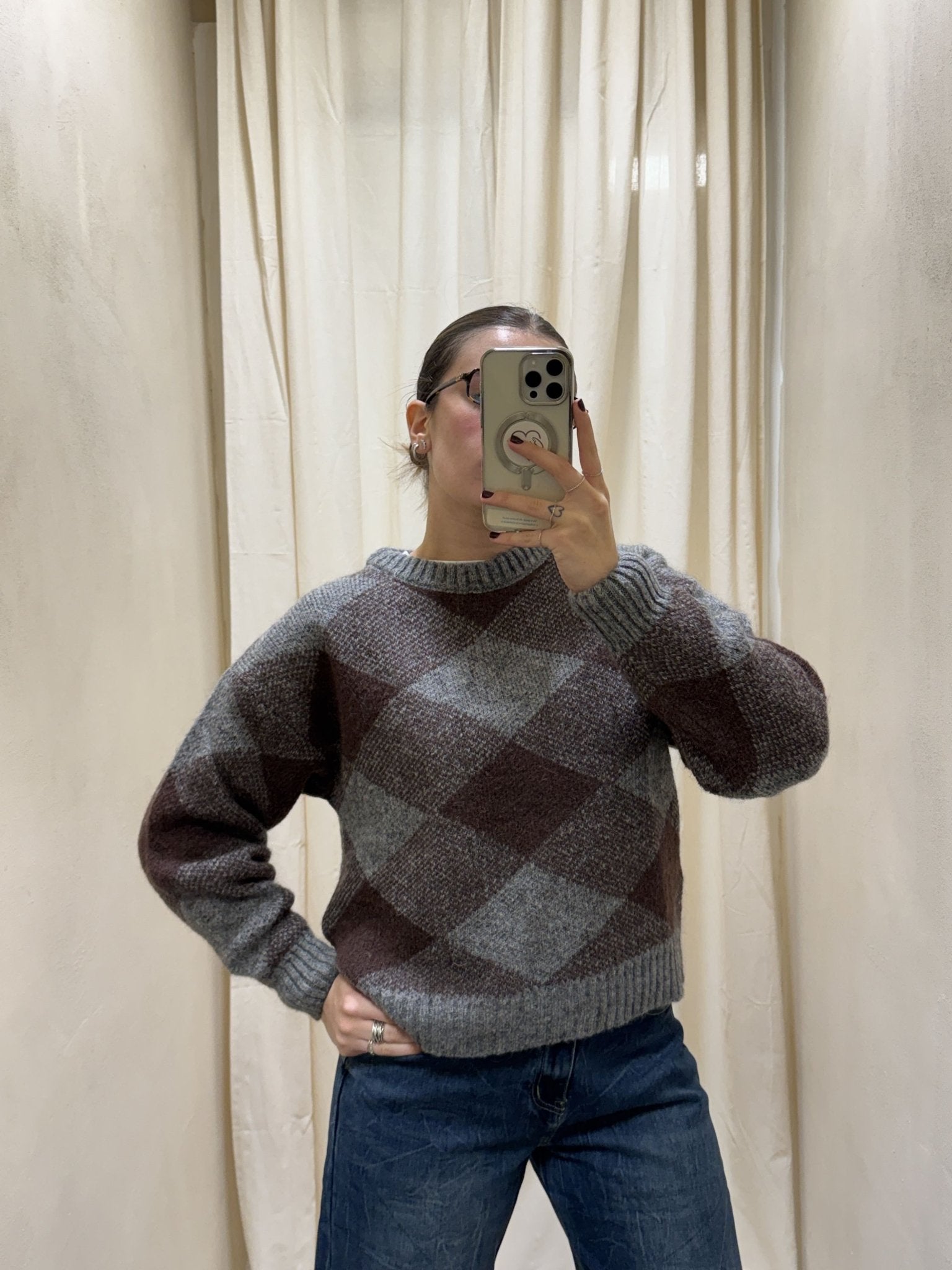 Maglione girocollo stampa rombi MyD - GiuGiò | Shop online