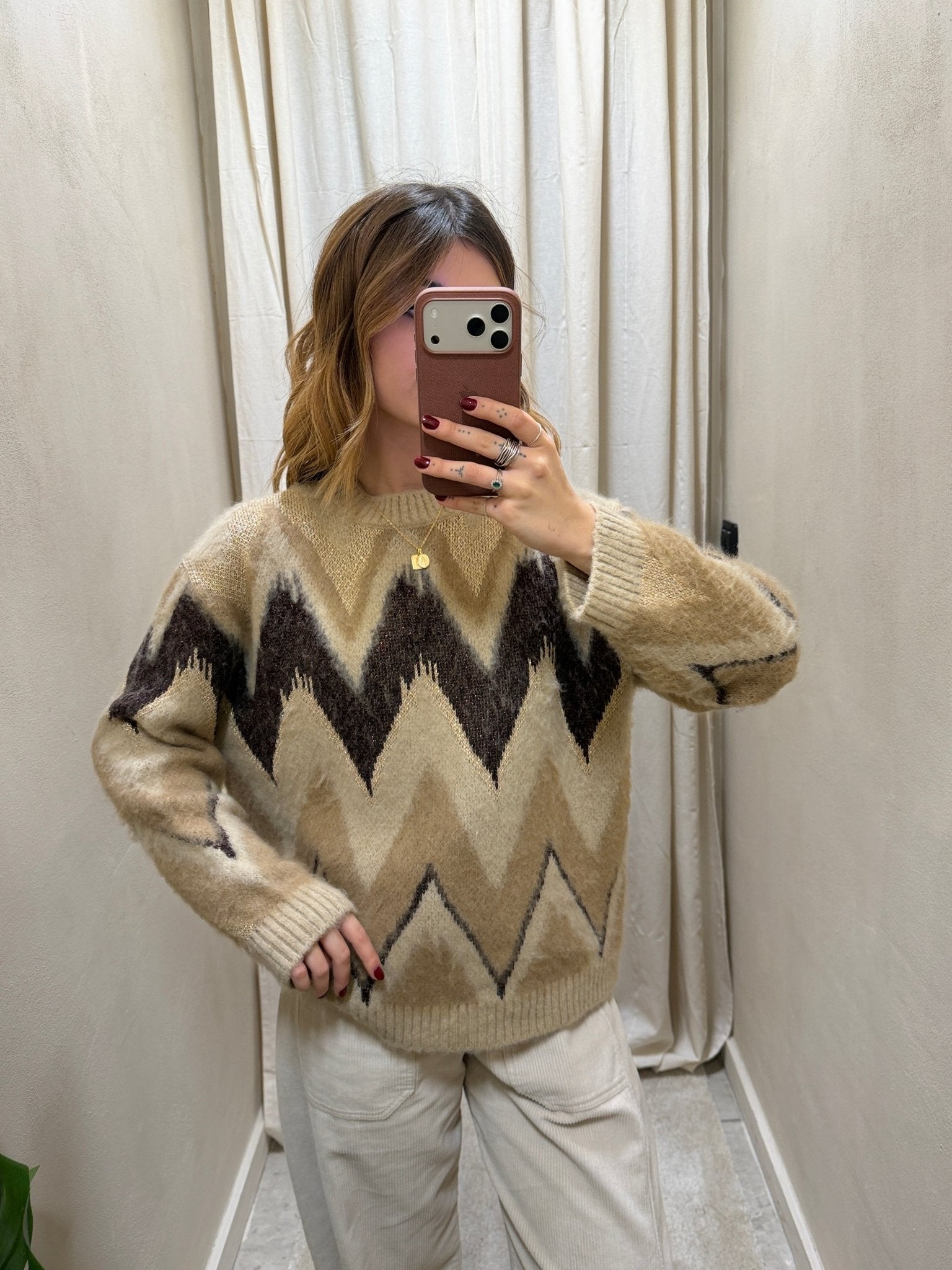 Maglione lavorazione chevron e lurex Tensione In - GiuGiò | Shop online