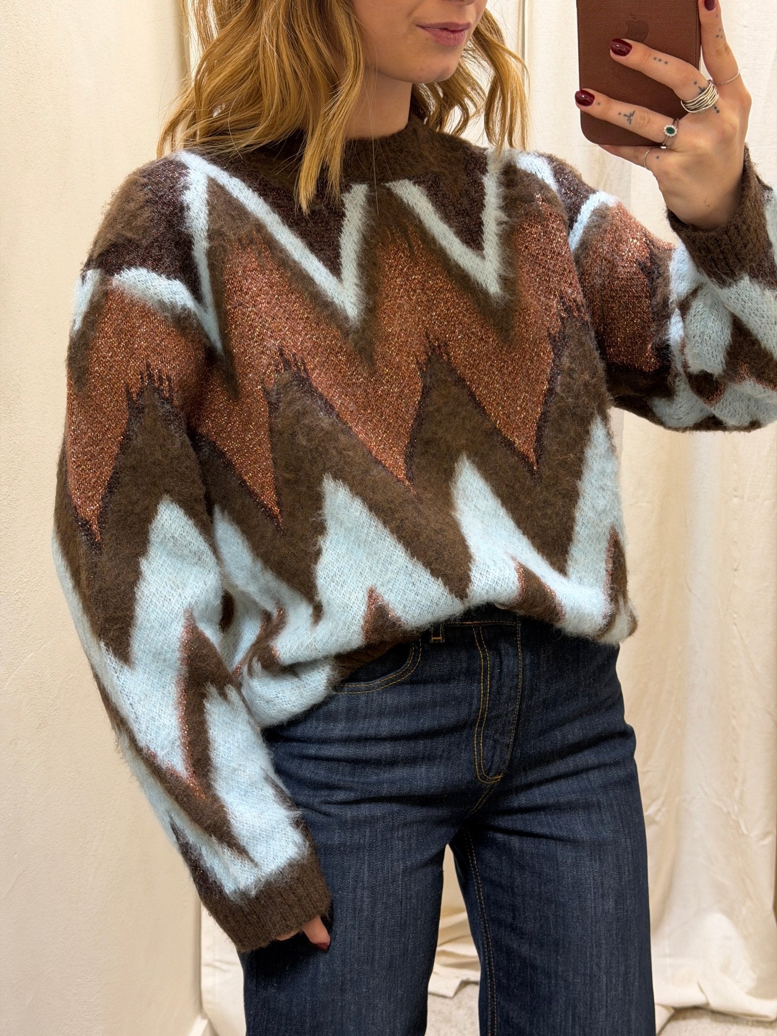 Maglione lavorazione chevron e lurex Tensione In - GiuGiò | Shop online