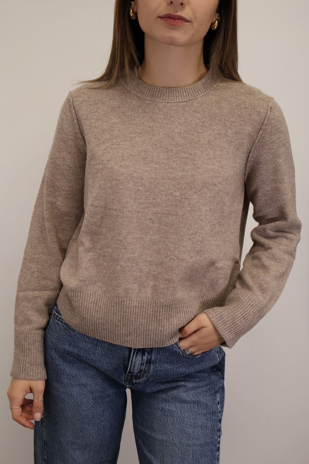 Maglione rasato girocollo 100% lana beige Tensione In - GiuGiò | Shop online