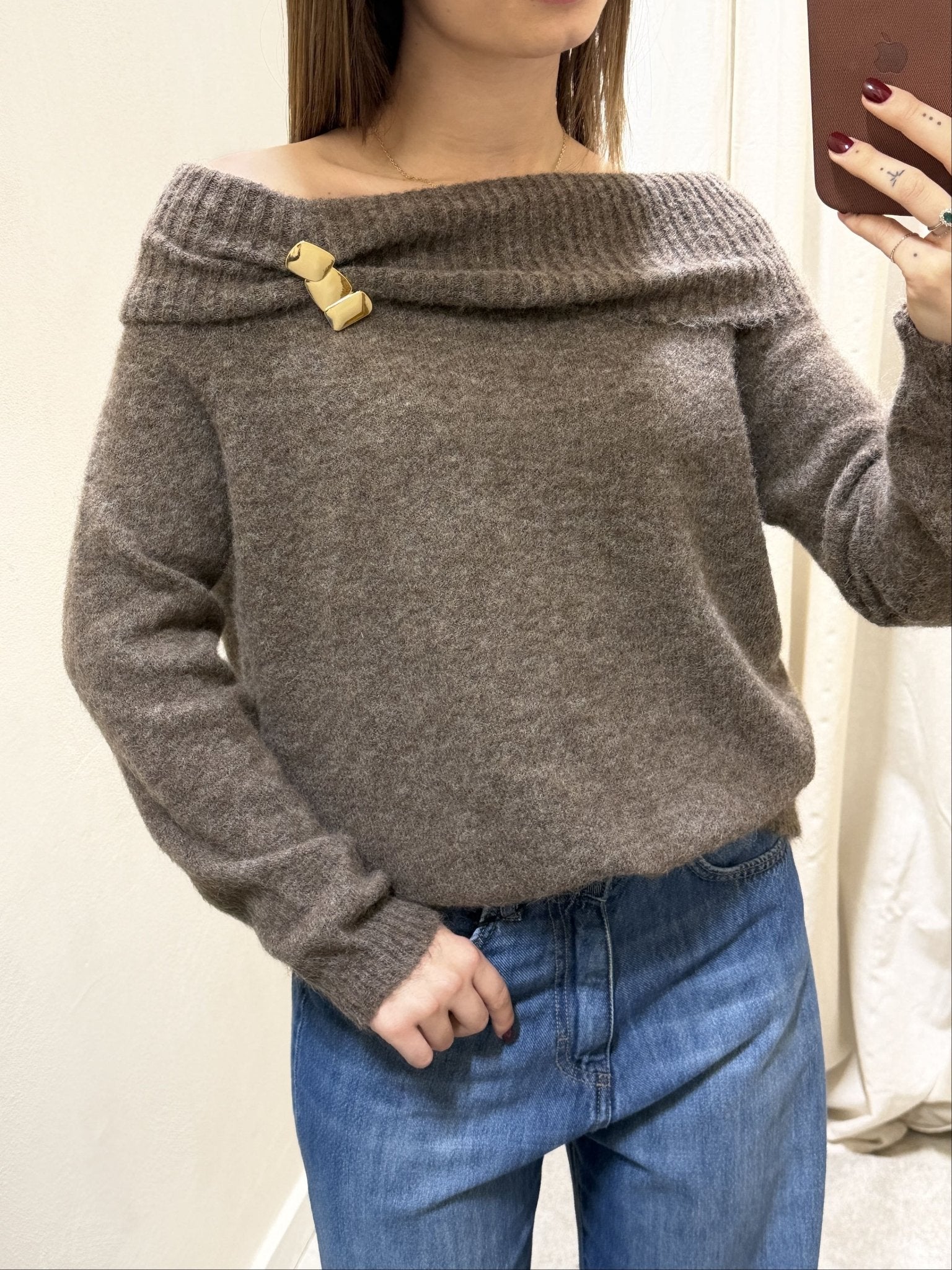 Maglione scollo schiffer con spilla MyD - GiuGiò | Shop online