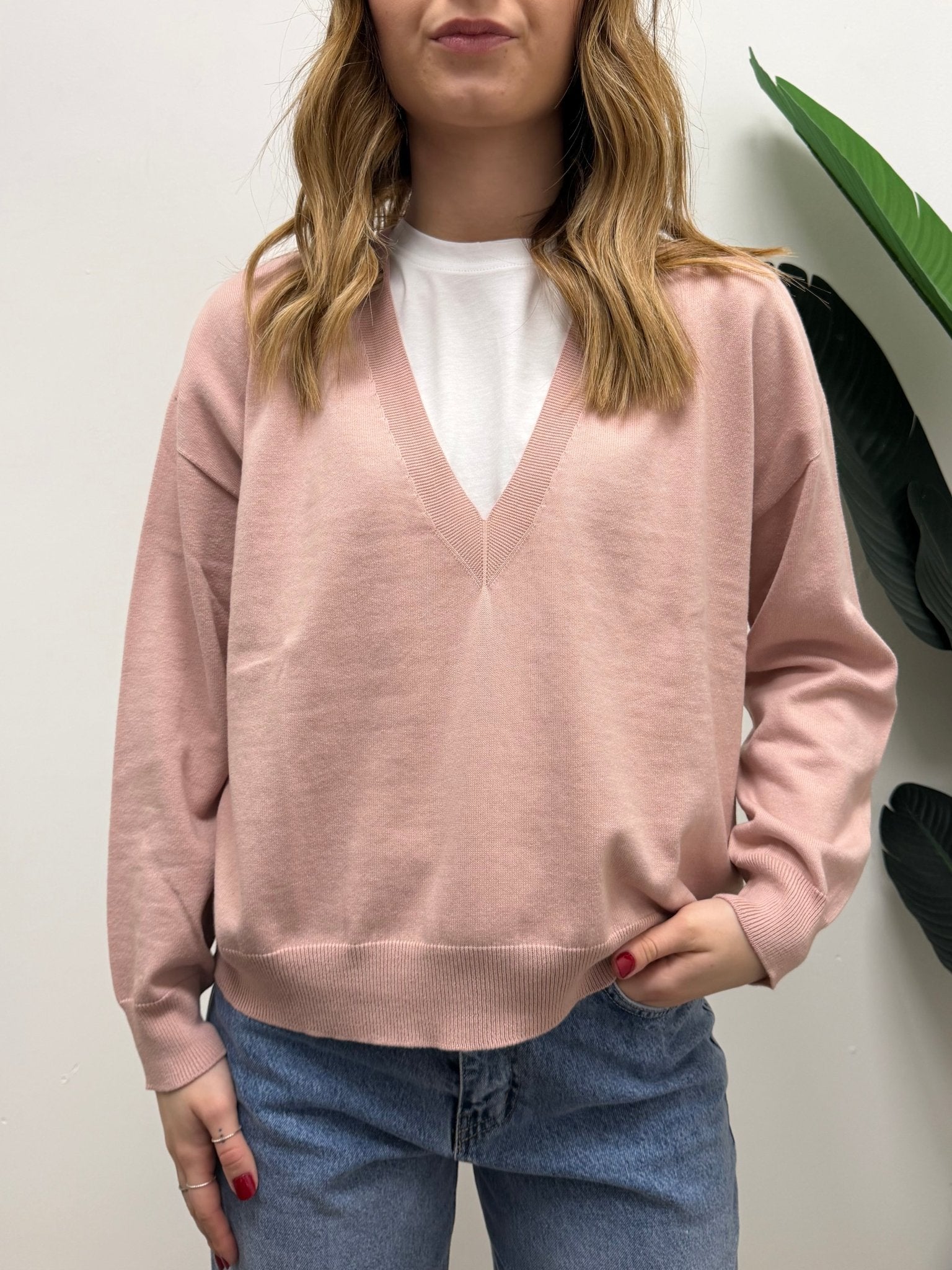 Maglione scollo V in 100% cotone Susy Mix - GiuGiò | Shop online