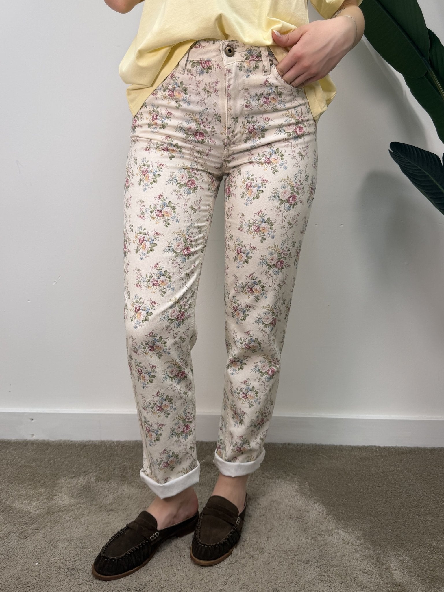 Pantalone 5 tasche in cotone floreale Tensione In - GiuGiò | Shop online