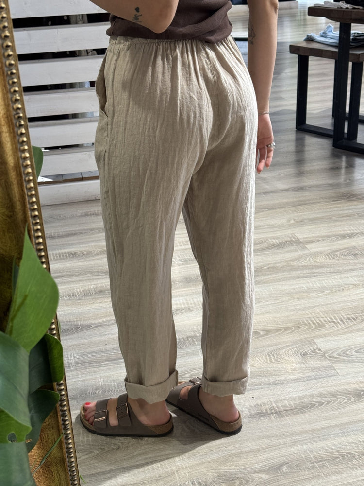 Pantalone baggy in lino con risvolto Susy Mix - GiuGiò | Shop online