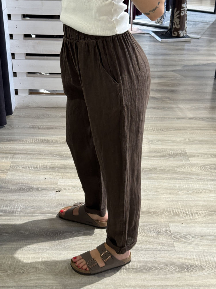 Pantalone baggy in lino con risvolto Susy Mix - GiuGiò | Shop online