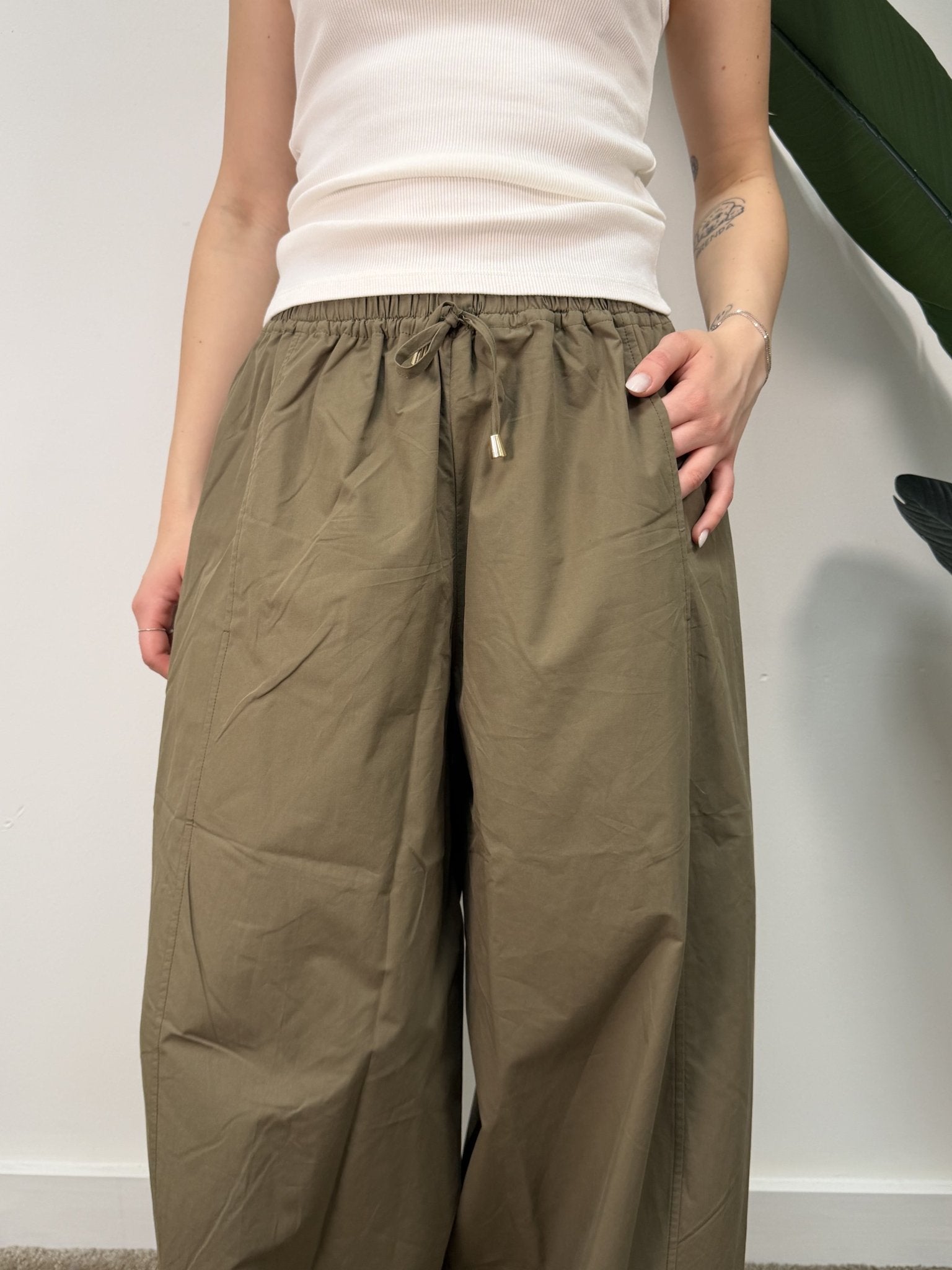 Pantalone barrel cotone elastico in vita MyD - GiuGiò | Shop online