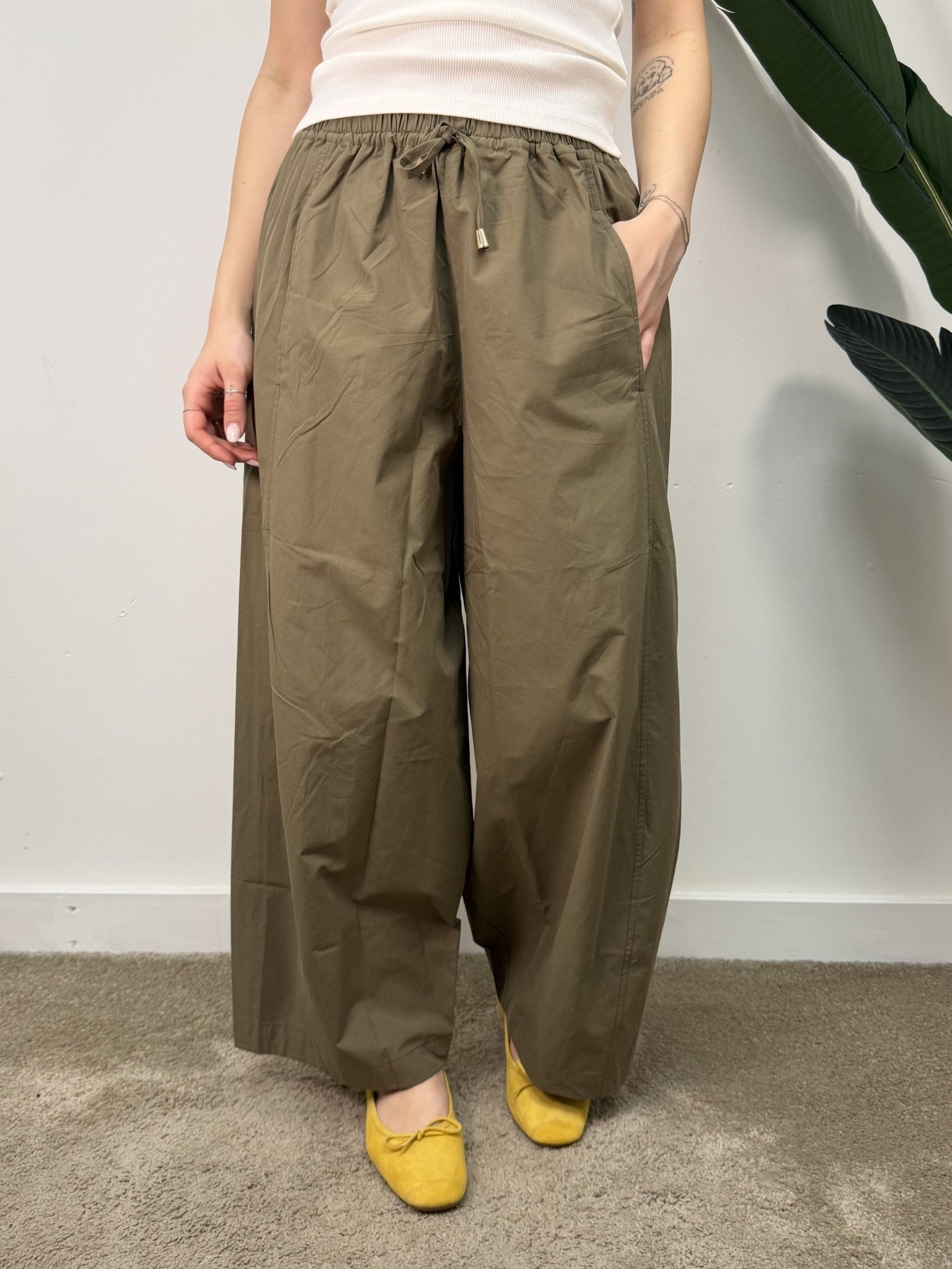 Pantalone barrel cotone elastico in vita MyD - GiuGiò | Shop online