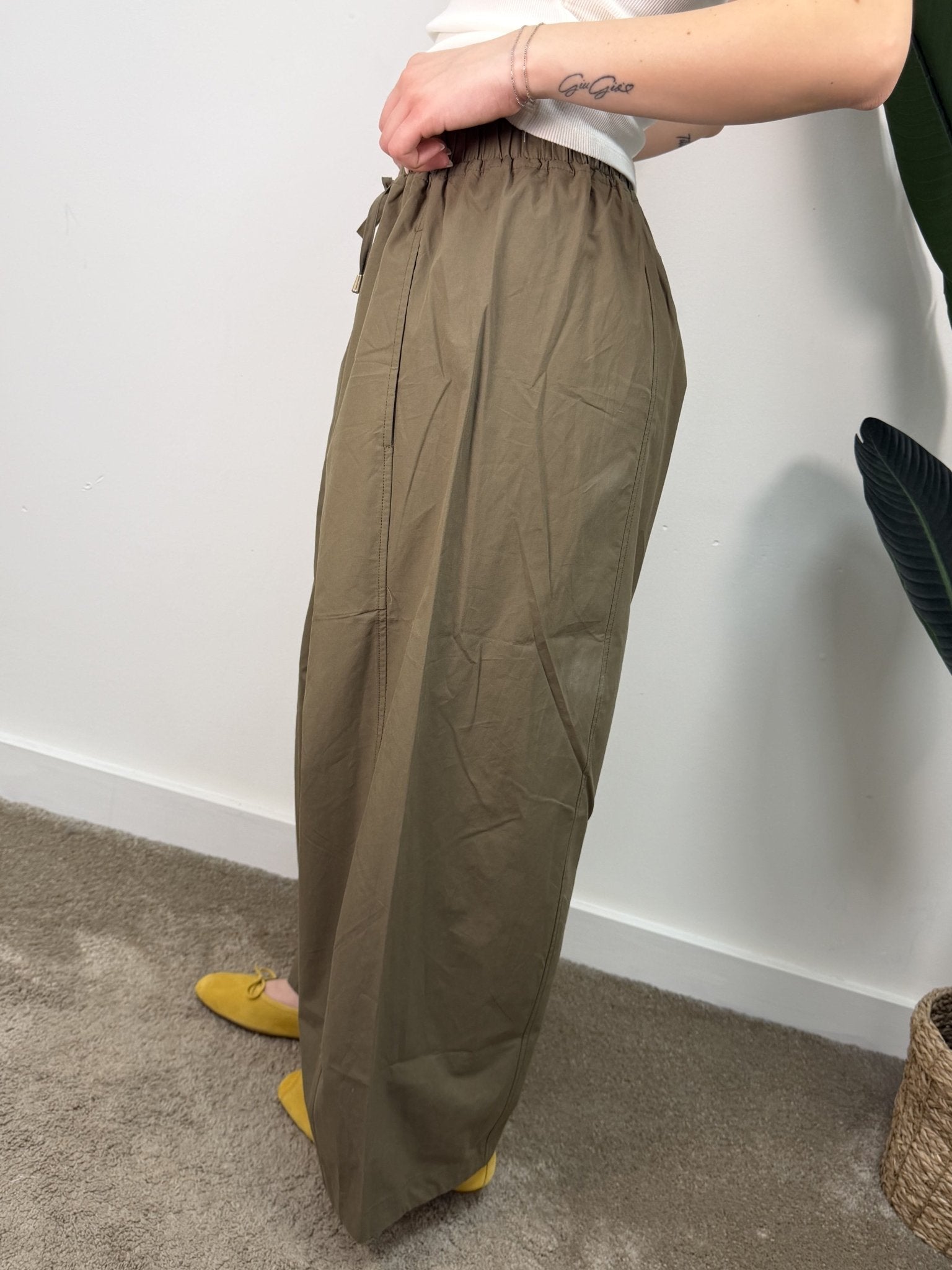 Pantalone barrel cotone elastico in vita MyD - GiuGiò | Shop online