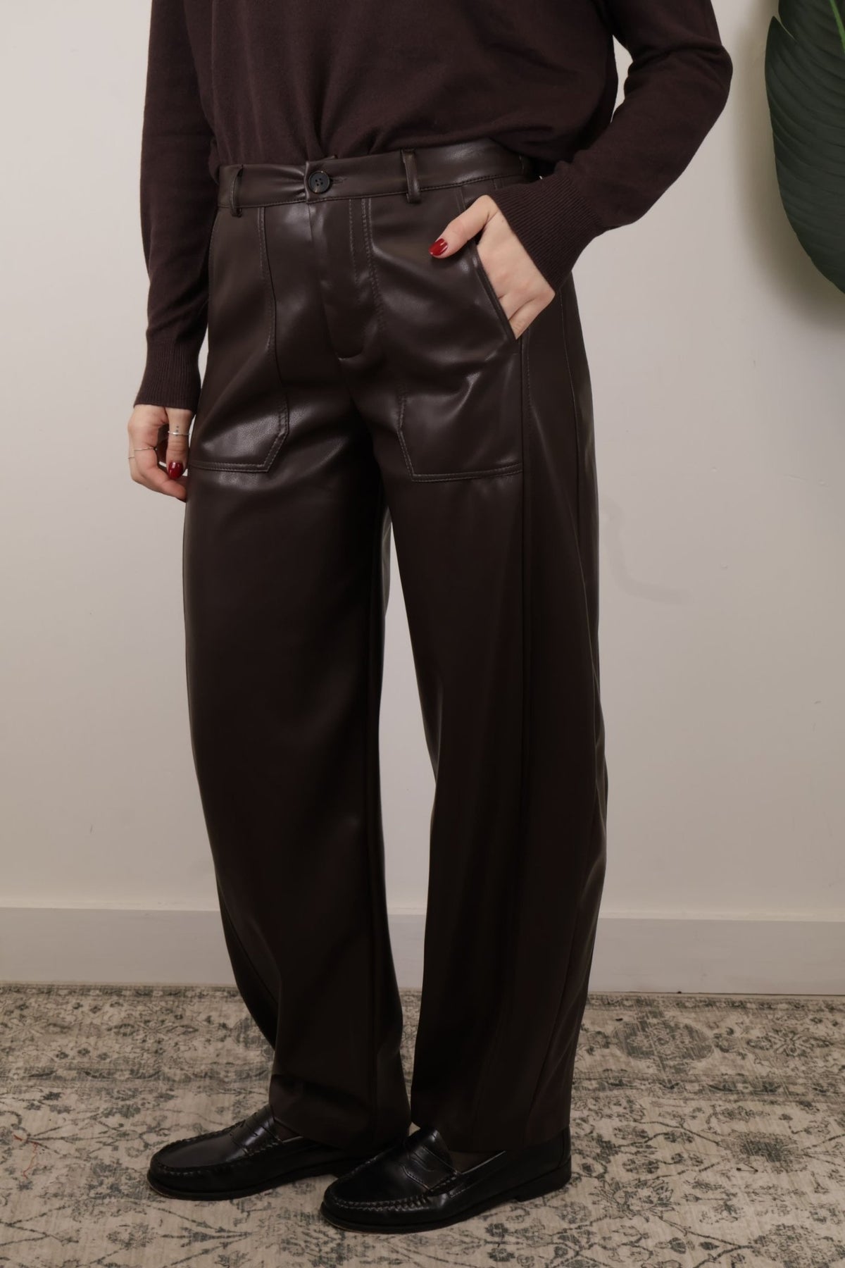 Pantalone barrel ecopelle Susy Mix - GiuGiò | Shop online