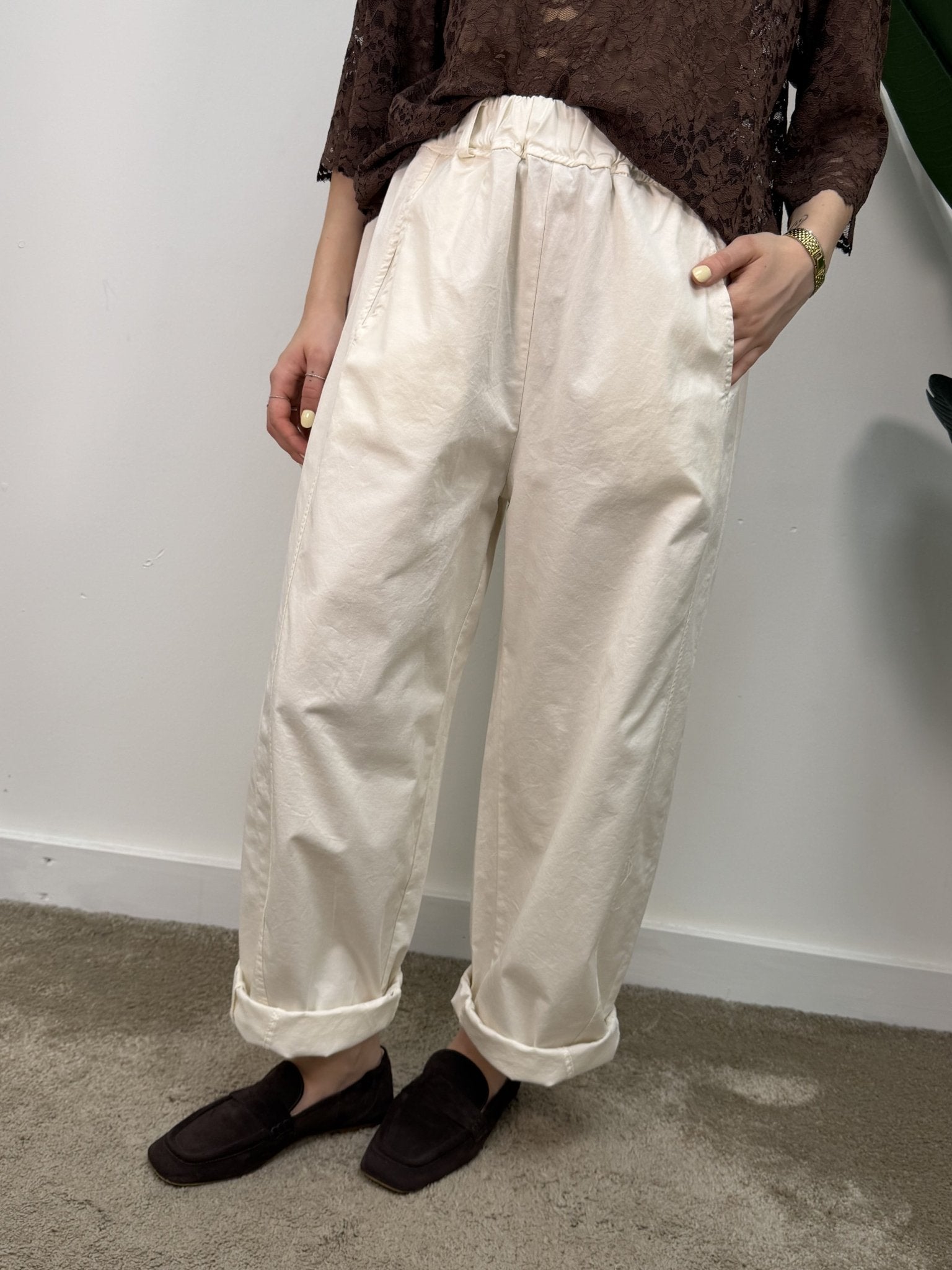 Pantalone barrel elastico in vita MyD - GiuGiò | Shop online