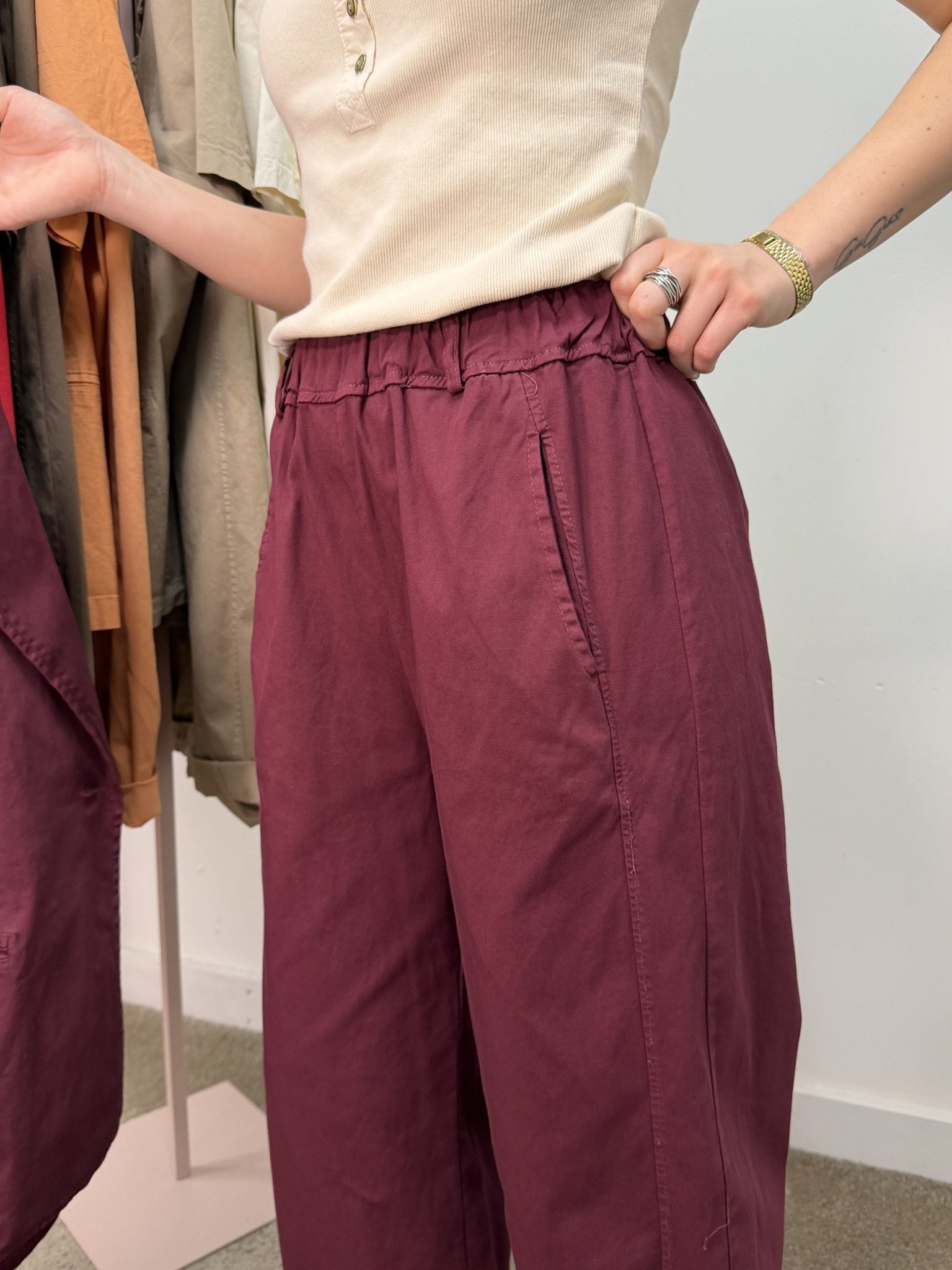 Pantalone barrel elastico in vita MyD x GiuGió - GiuGiò | Shop online