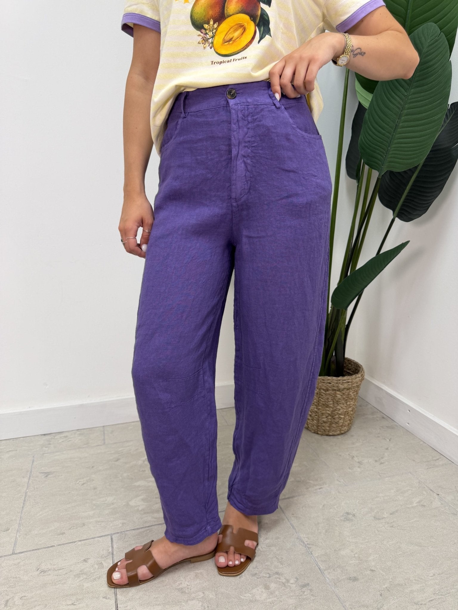 Pantalone barrel in lino Susy Mix - GiuGiò | Shop online