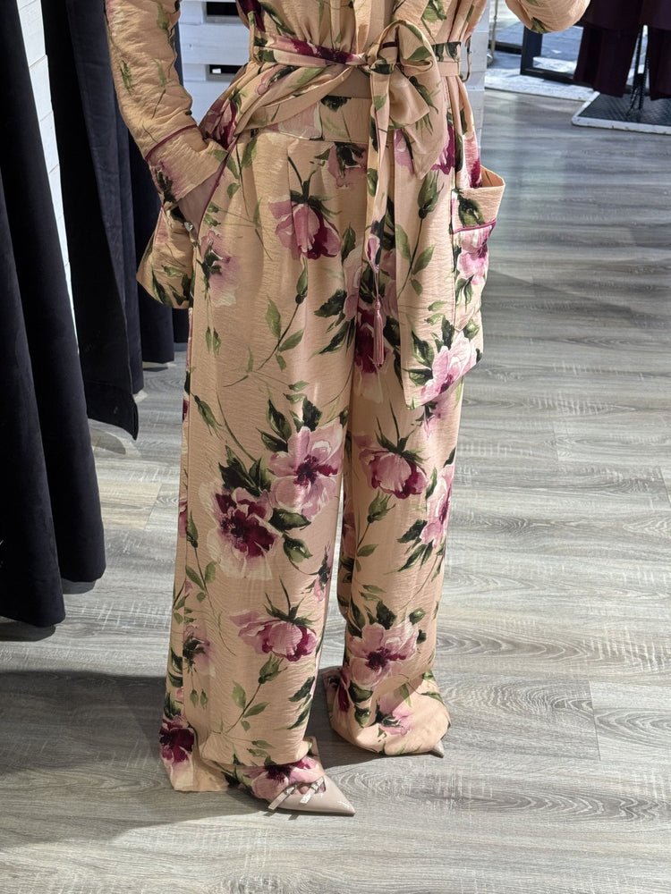 Pantalone fluido stampa floreale con pinces Dixie - GiuGiò | Shop online