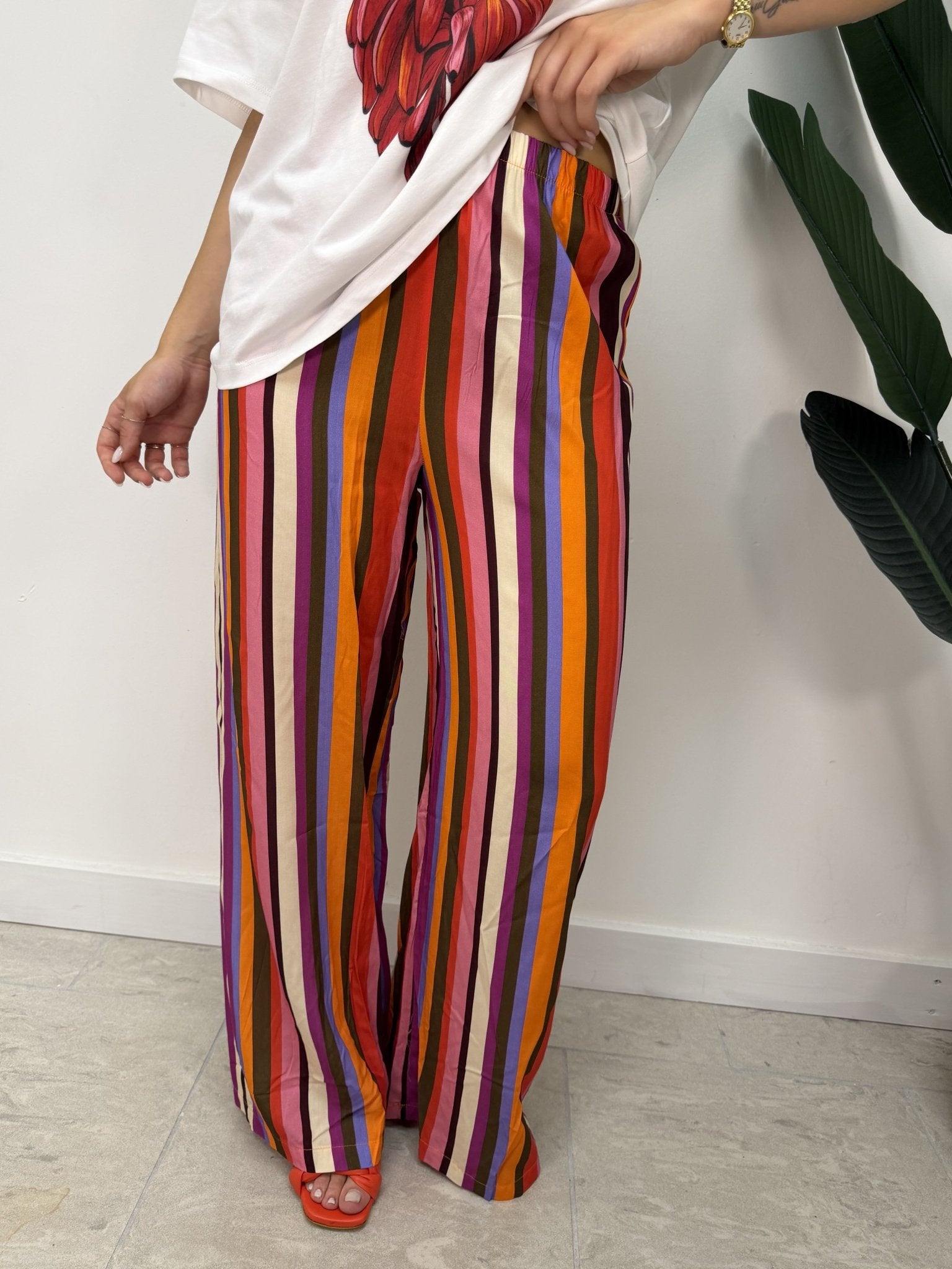 Pantalone fluido stampa righe Tensione In - GiuGiò | Shop online