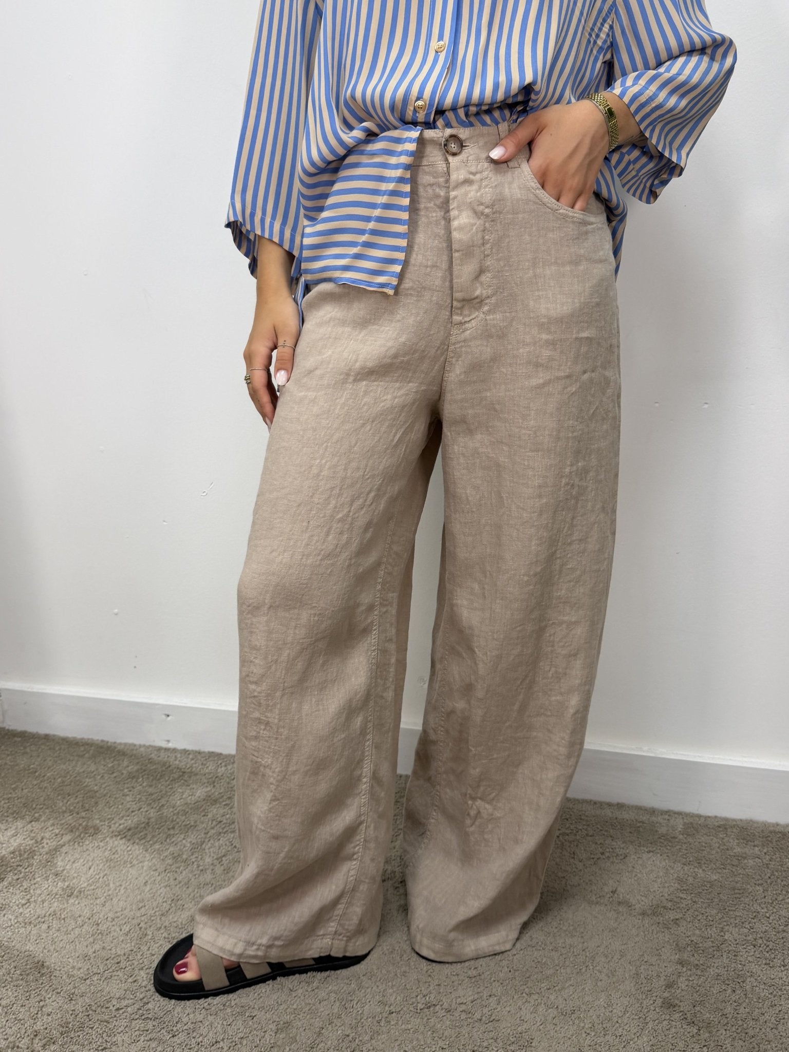 Pantalone gamba ampia in puro lino Tensione In - GiuGiò | Shop online
