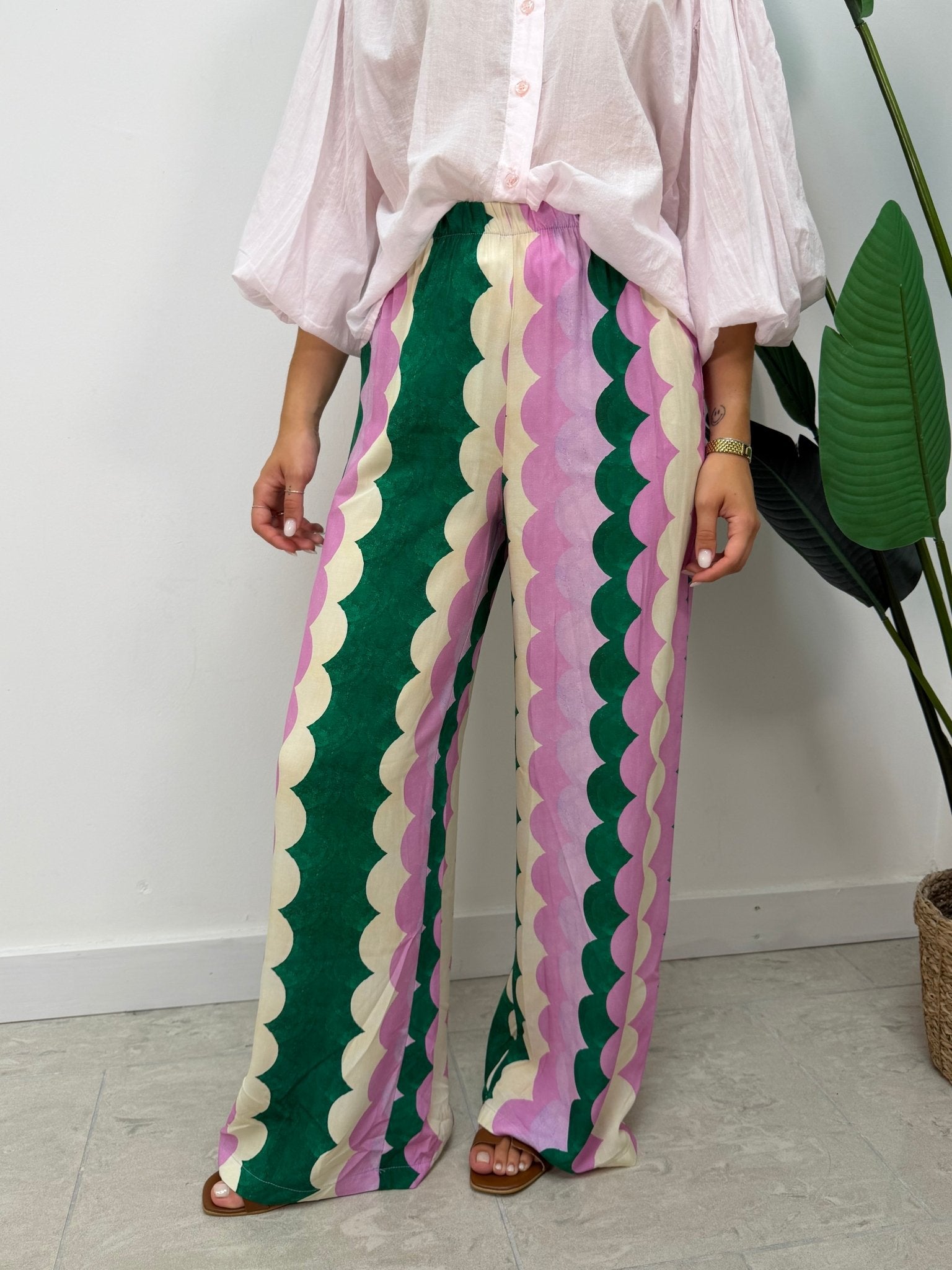 Pantalone gamba dritta fantasia multicolor Tensione In - GiuGiò | Shop online