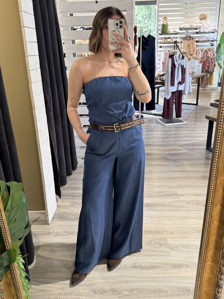 Pantalone gamba dritta in chambray con cintura Tensione In - GiuGiò | Shop online
