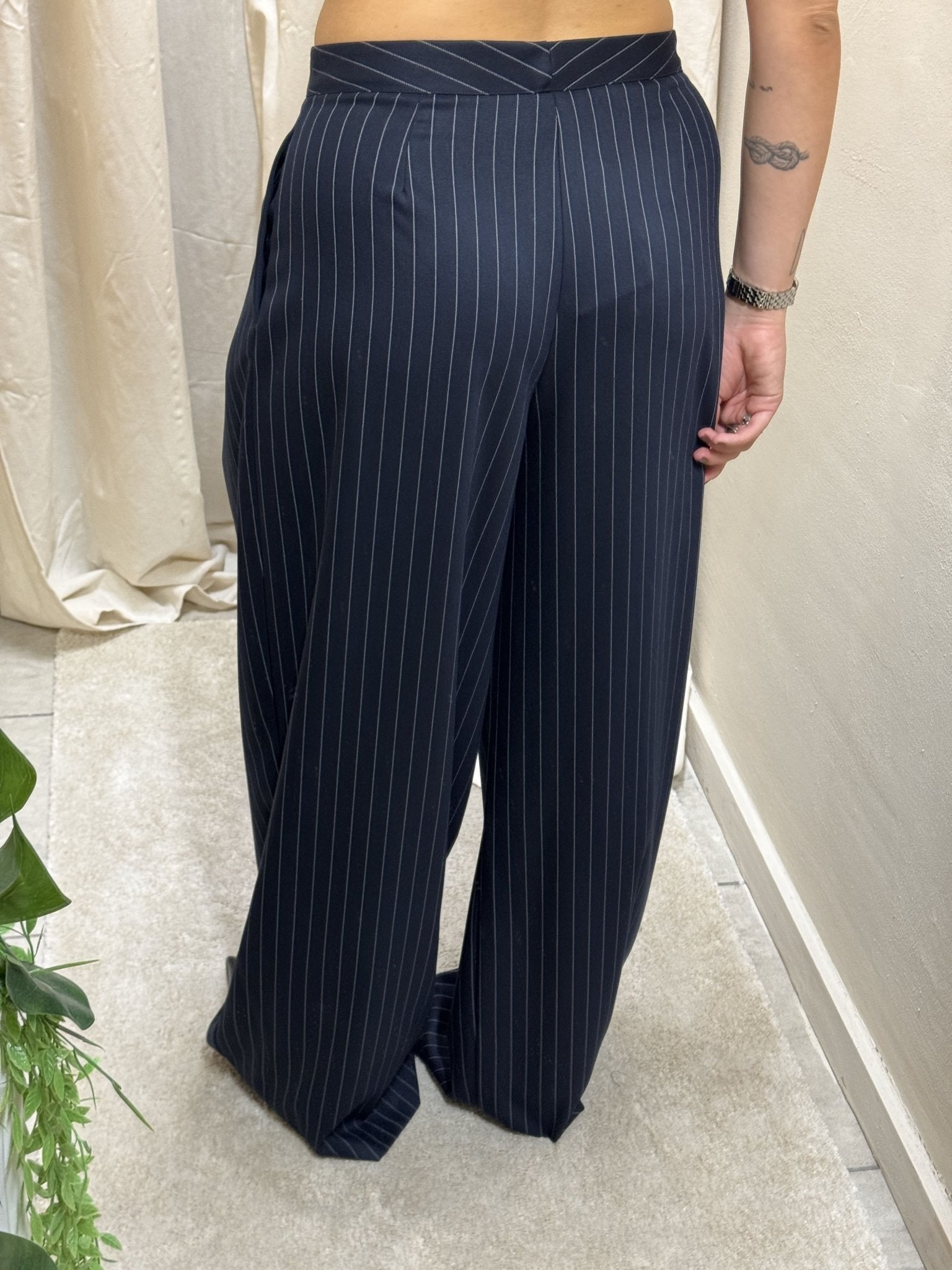 Pantalone gessato ampio con pinces Dixie - GiuGiò | Shop online