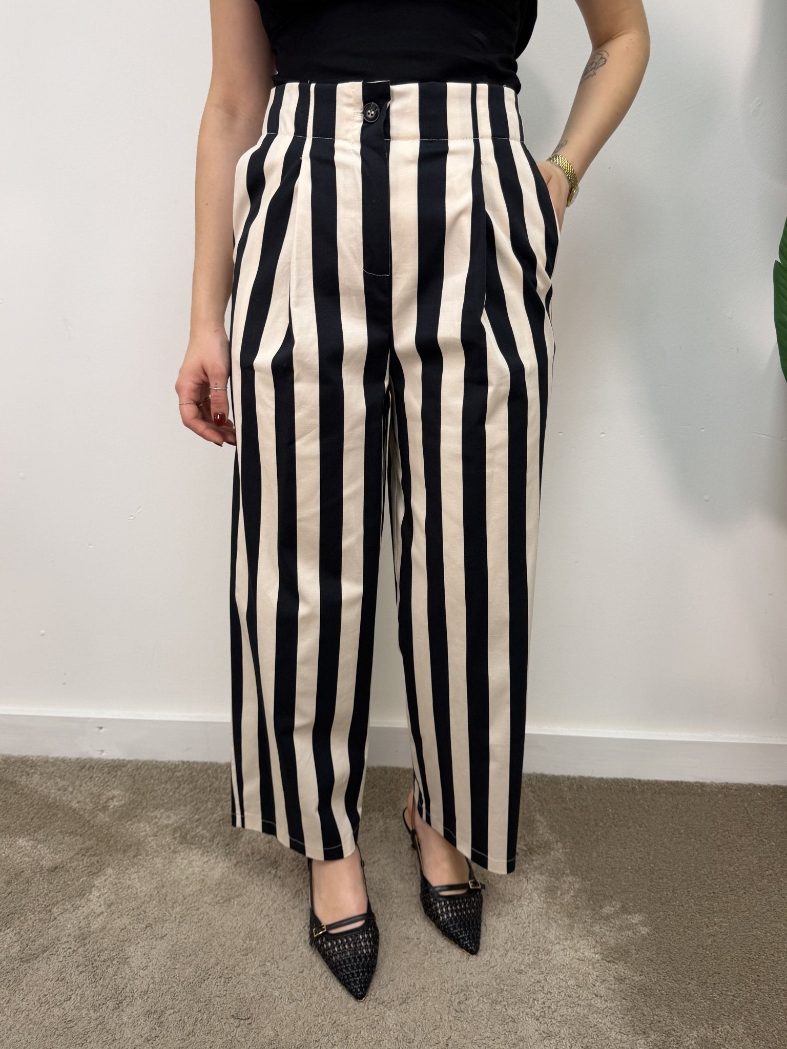 Pantalone in cotone riga larga Tensione In - GiuGiò | Shop online