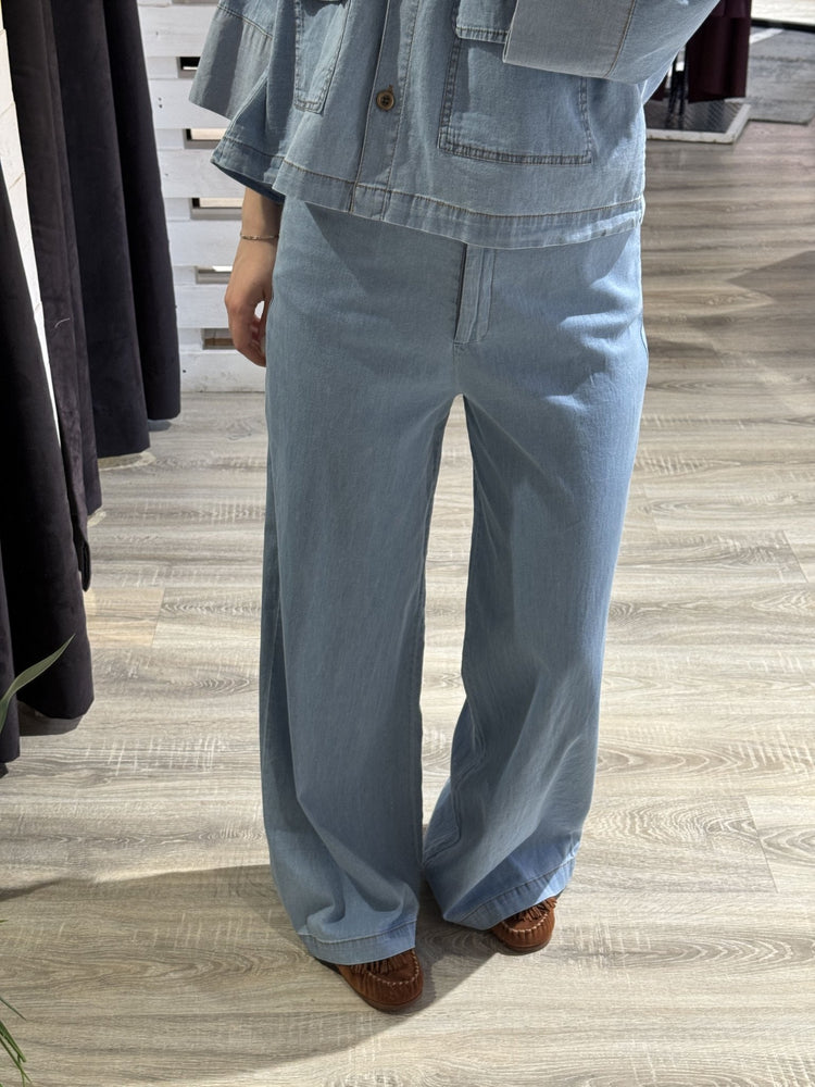 Pantalone in denim chambray modello palazzo MyD - GiuGiò | Shop online