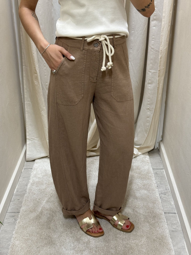 Pantalone in lino con tasche a toppa Susy Mix - GiuGiò | Shop online