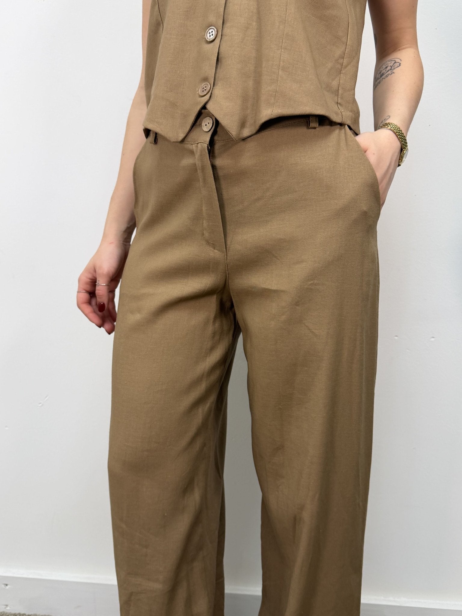 Pantalone lino gamba dritta MyD - GiuGiò | Shop online
