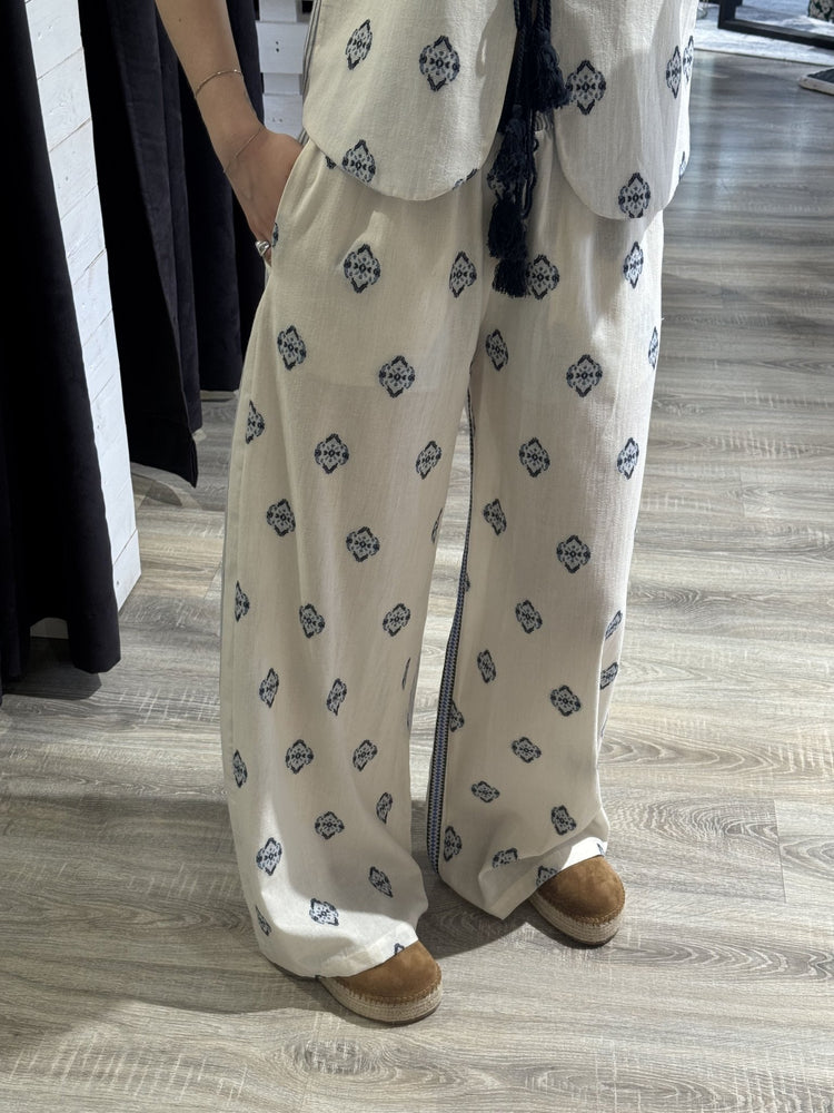 Pantalone palazzo in lino con ricami Tensione In - GiuGiò | Shop online