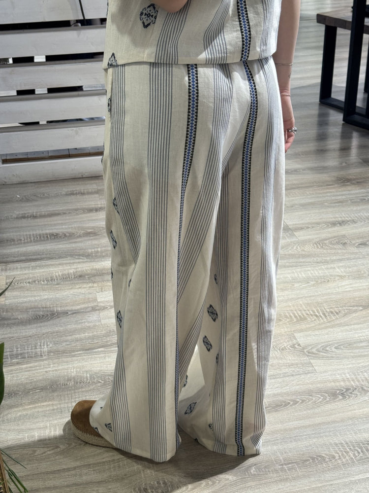 Pantalone palazzo in lino con ricami Tensione In - GiuGiò | Shop online