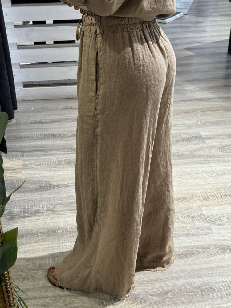 Pantalone palazzo in lino elastico vita Tensione In - GiuGiò | Shop online