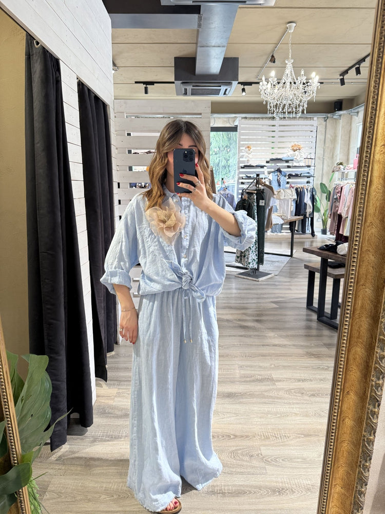 Pantalone palazzo in lino elastico vita Tensione In - GiuGiò | Shop online