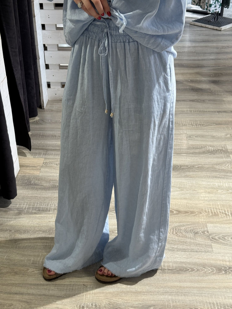 Pantalone palazzo in lino elastico vita Tensione In - GiuGiò | Shop online
