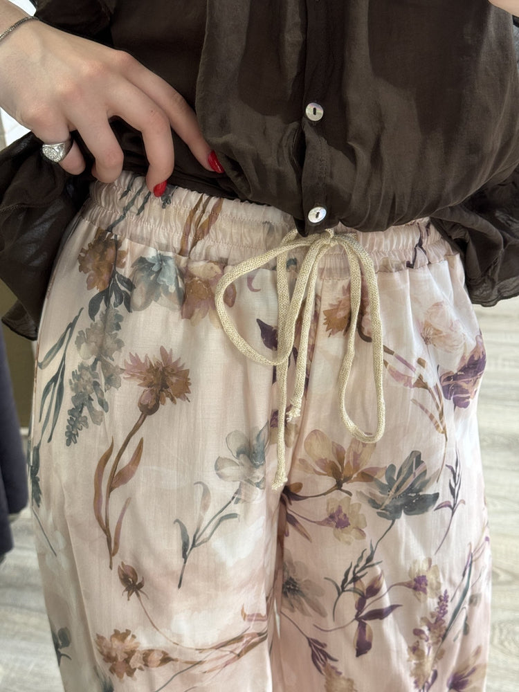 Pantalone palazzo in mussola di cotone stampa floreale Susy Mix - GiuGiò | Shop online