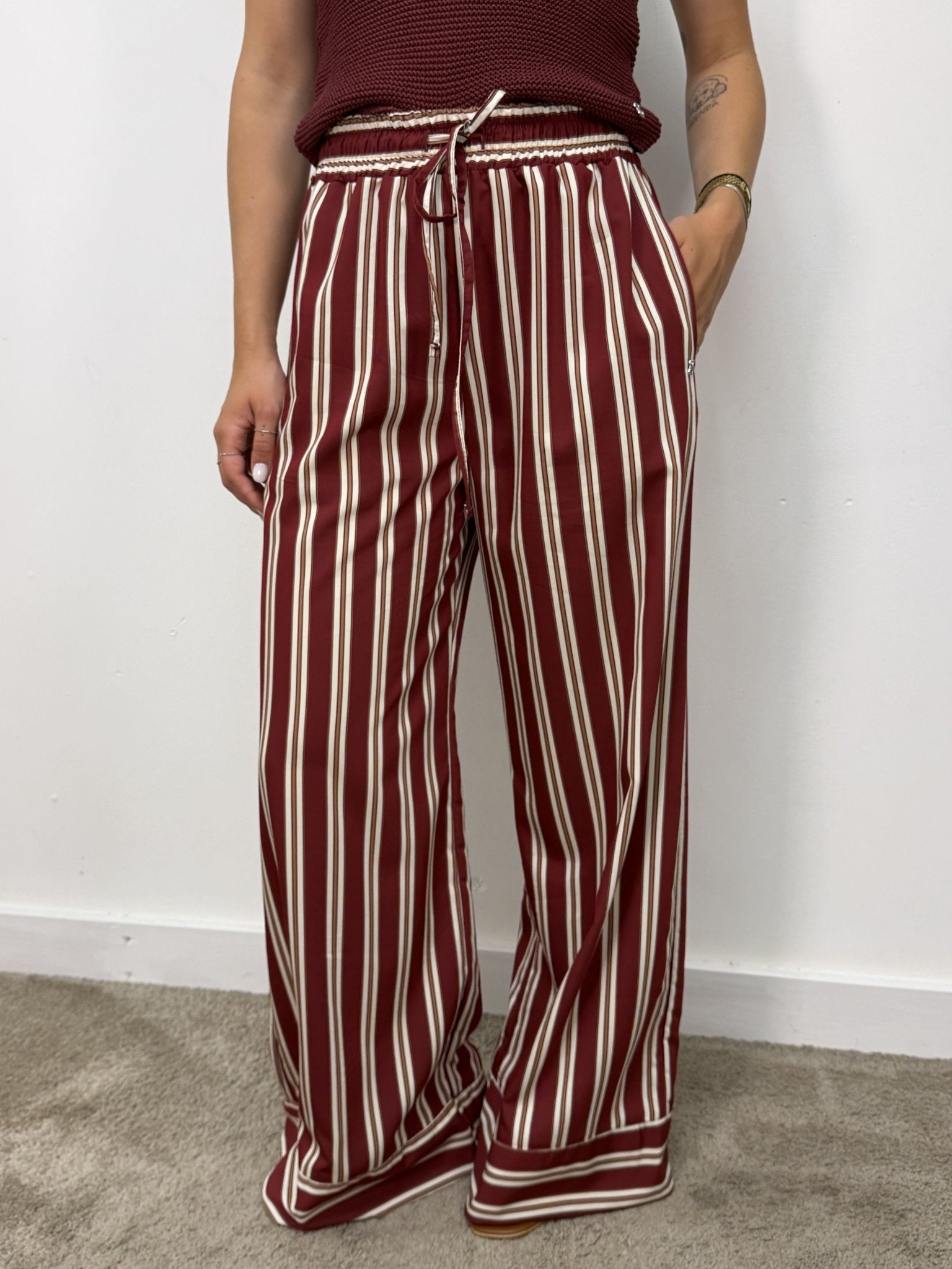 Pantalone palazzo stampa riga Please - GiuGiò | Shop online