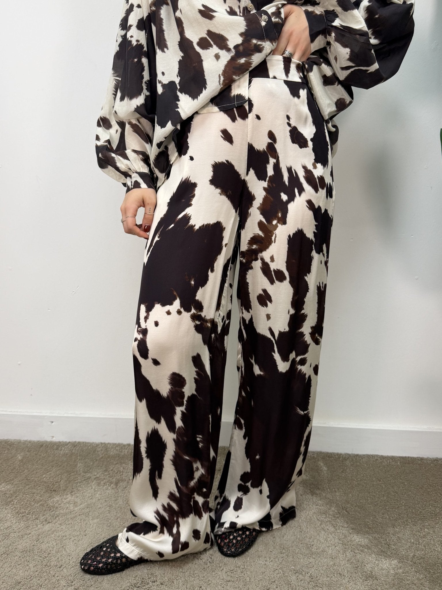 Pantaloni gamba ampia fantasia cow BSB - GiuGiò | Shop online