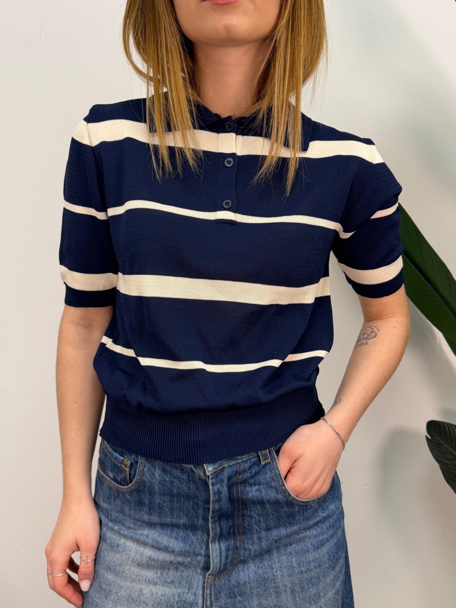 Polo in filo rigata mezza manica Susy Mix - GiuGiò | Shop online