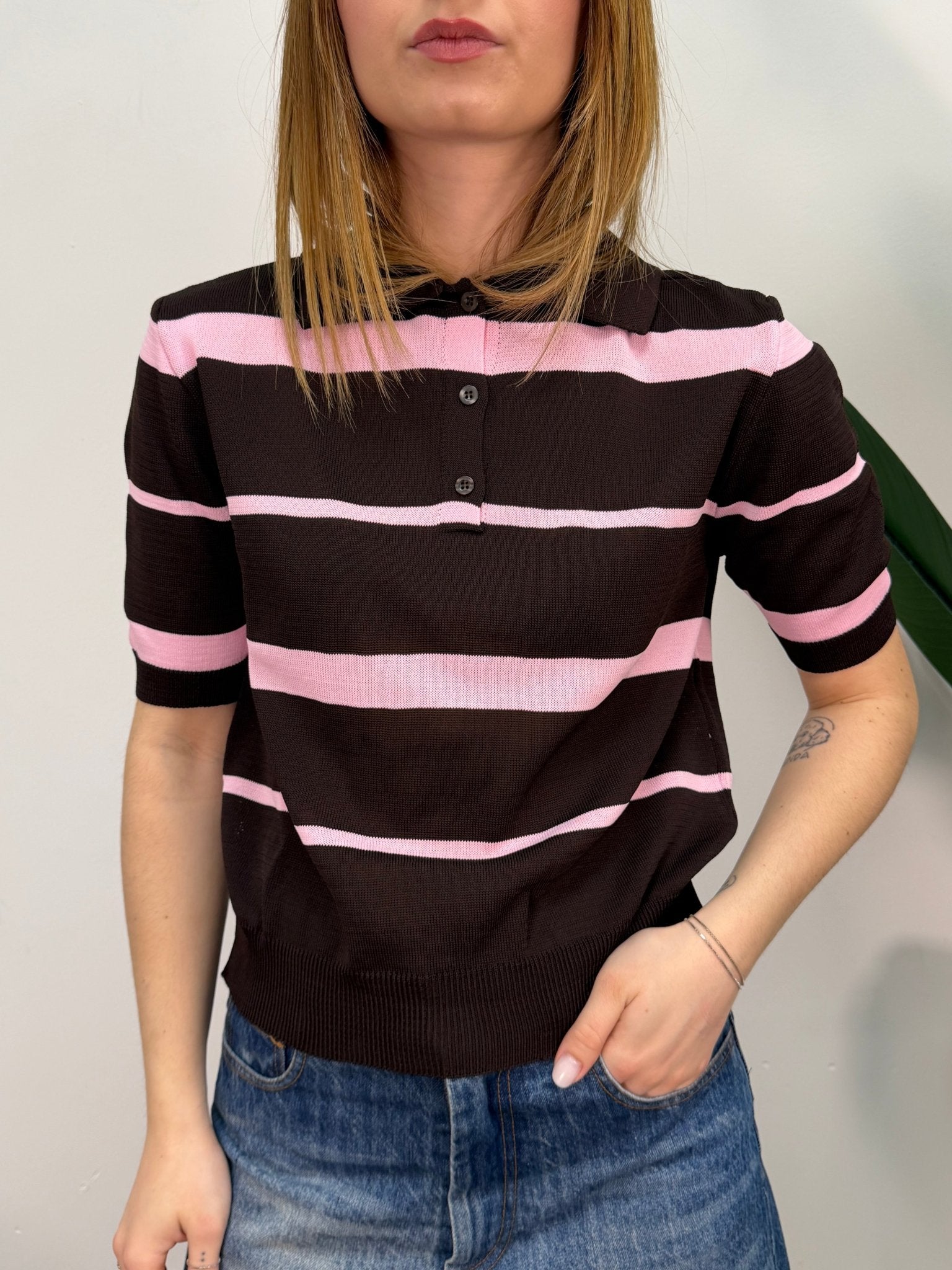 Polo in filo rigata mezza manica Susy Mix - GiuGiò | Shop online