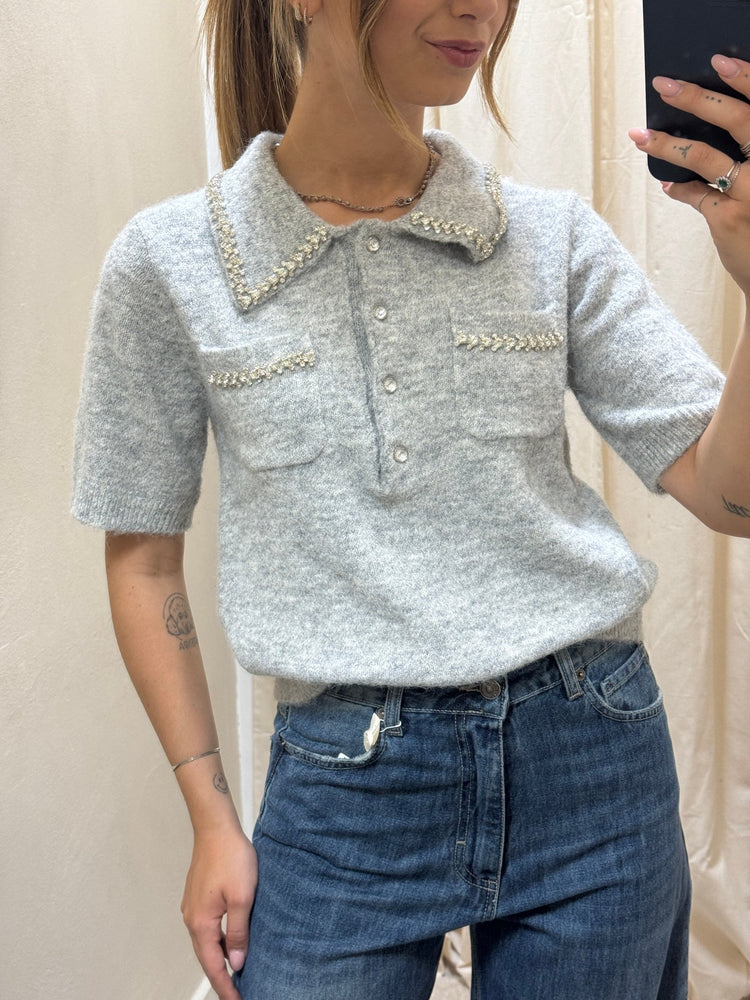 Polo in maglia con applicazioni gioiello BSB - GiuGiò | Shop online
