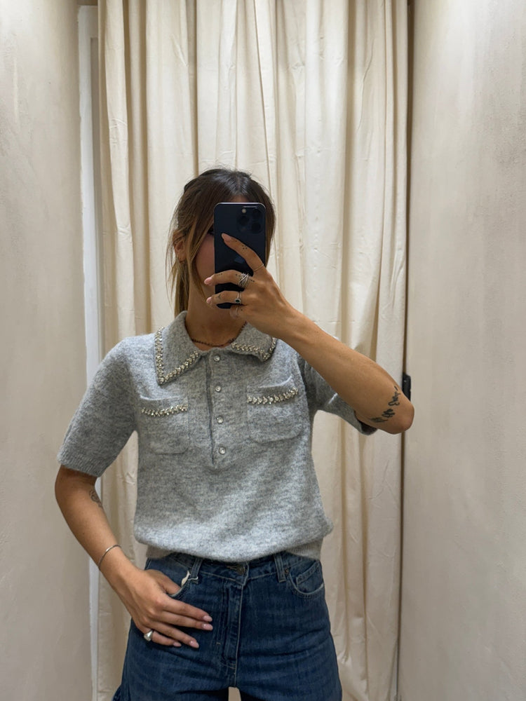 Polo in maglia con applicazioni gioiello BSB - GiuGiò | Shop online