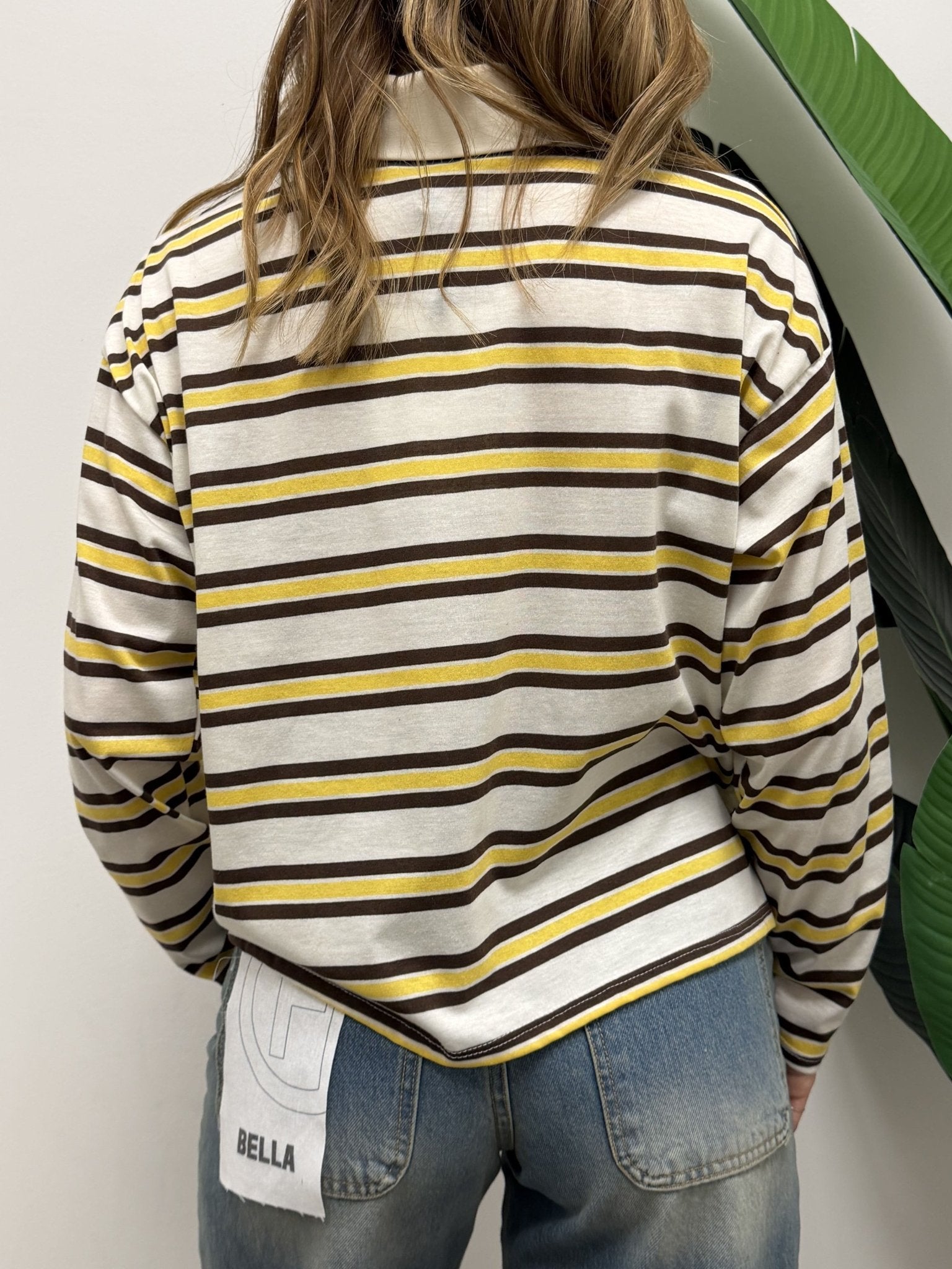 Polo manica lunga in cotone riga gialla e nera HaveOne - GiuGiò | Shop online