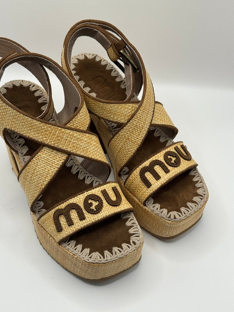 Sandalo in rafia platform con tacco Mou - GiuGiò | Shop online