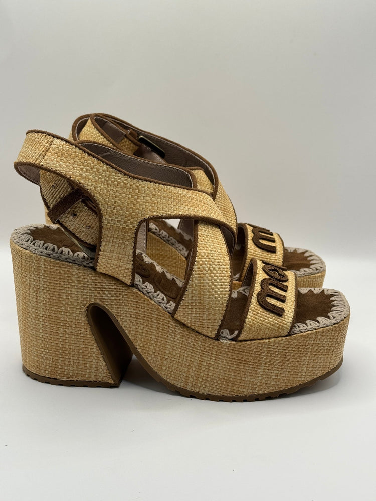 Sandalo in rafia platform con tacco Mou - GiuGiò | Shop online