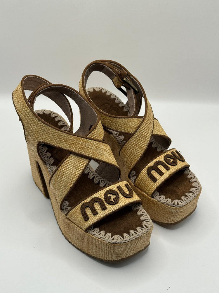 Sandalo in rafia platform con tacco Mou - GiuGiò | Shop online