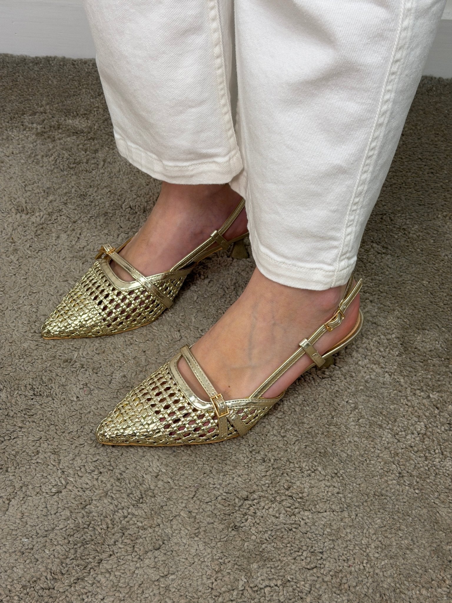 Slingback in ecopelle intrecciata con fibbiette Via Mondana - GiuGiò | Shop online