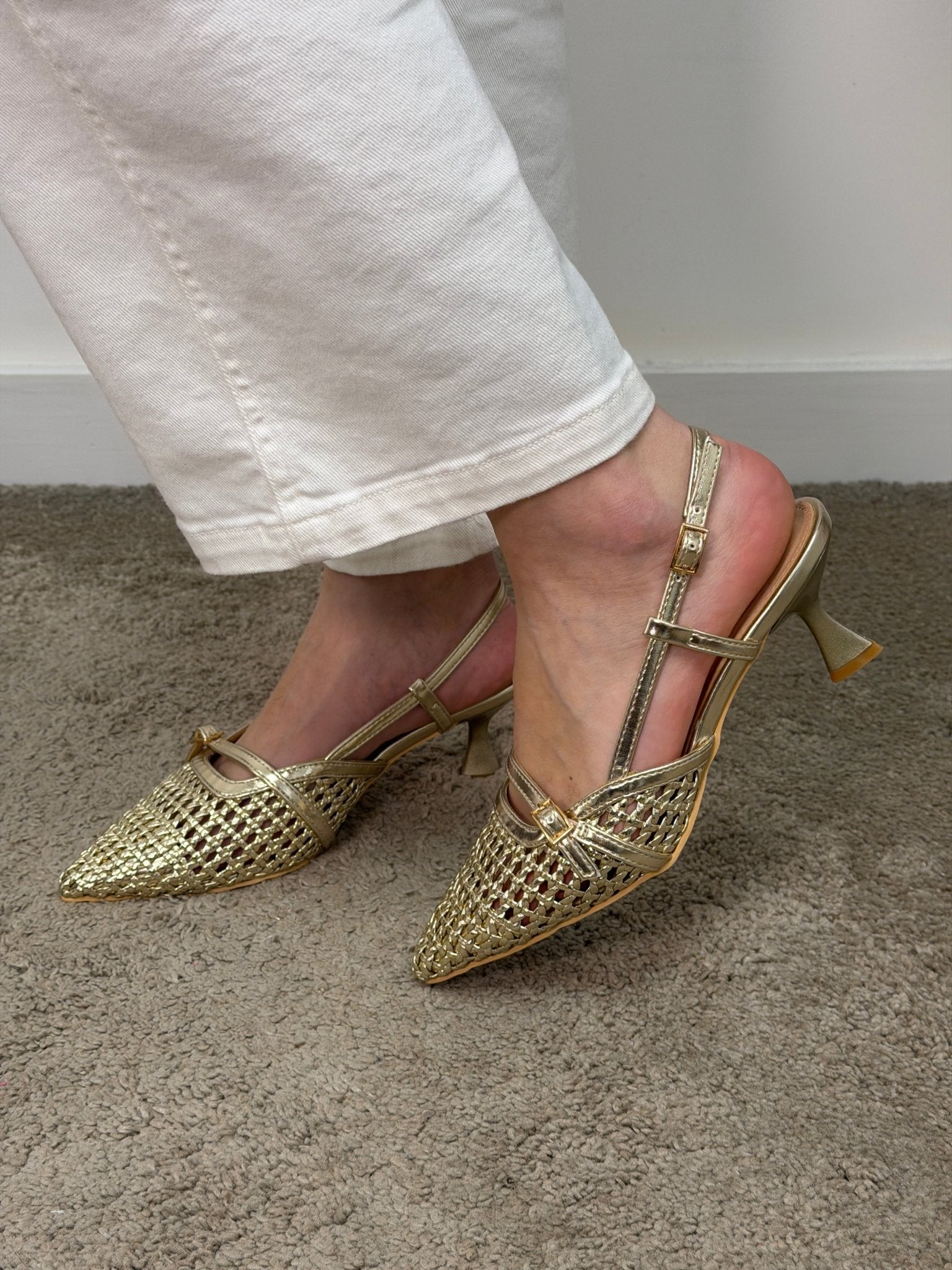 Slingback in ecopelle intrecciata con fibbiette Via Mondana - GiuGiò | Shop online