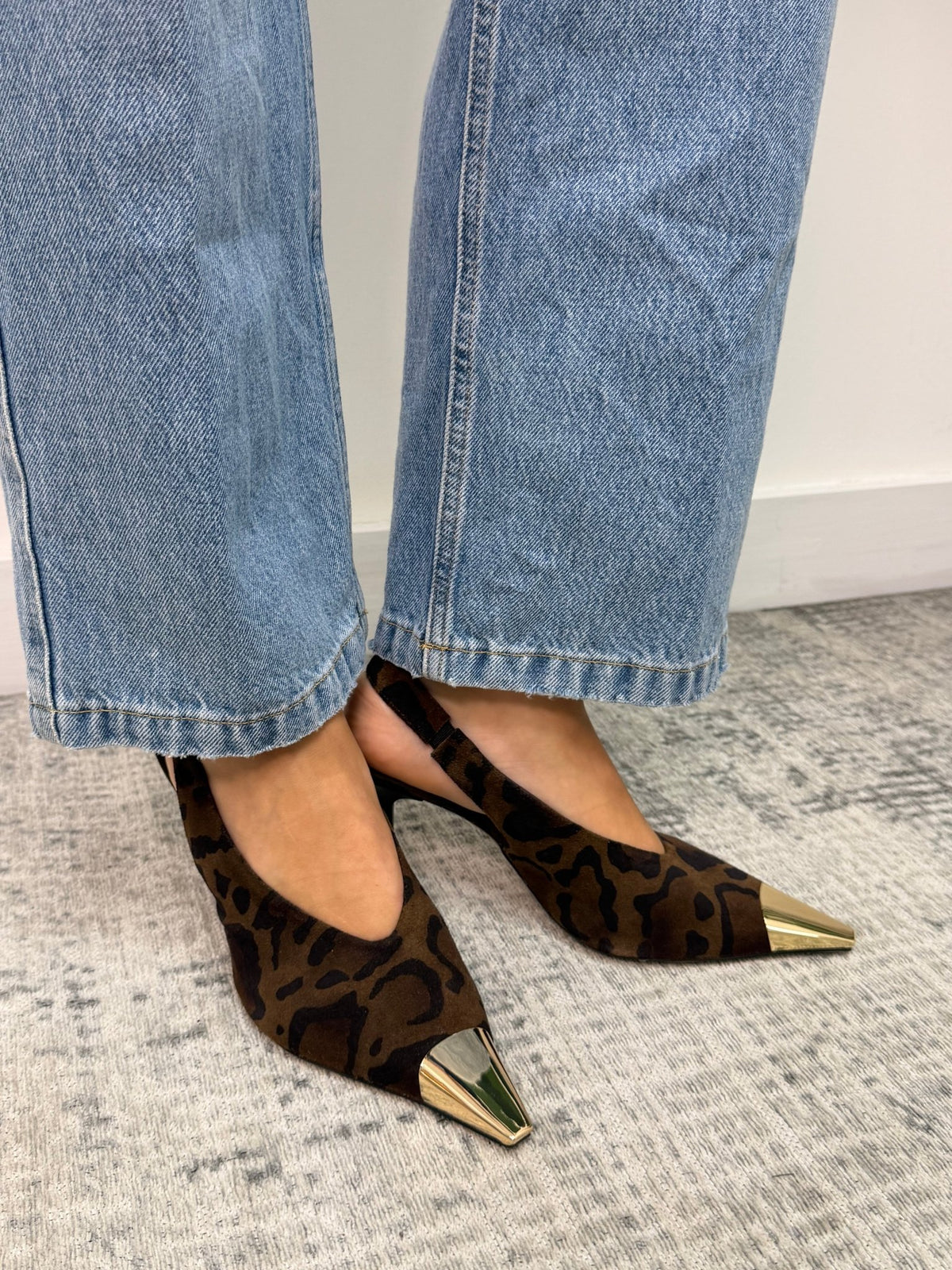 Slingback leopardata puntale metallico Divine Follie - GiuGiò | Shop online