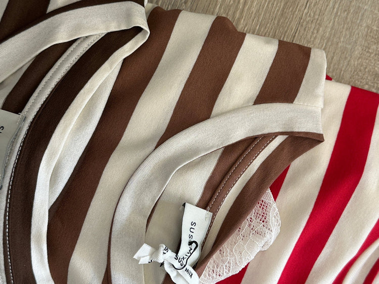 T-Shirt a righe con manica in pizzo Susy Mix - GiuGiò | Shop online