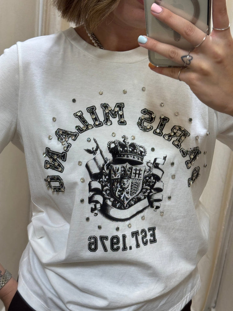 T-Shirt con stampa ed applicazioni gioiello Tensione In - GiuGiò | Shop online